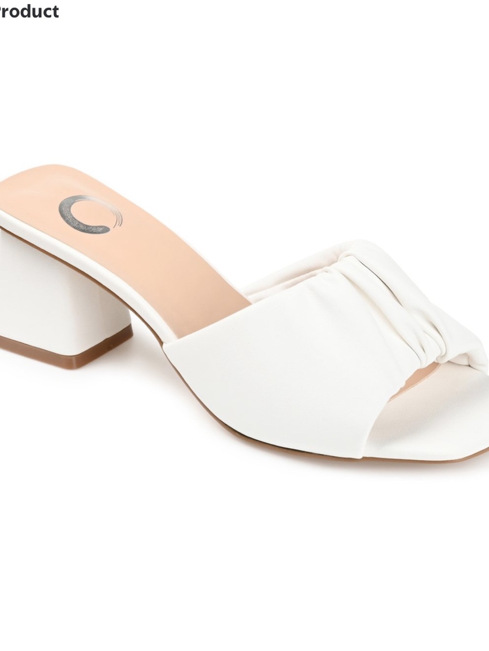 White small Block Heel Slide Sandal a